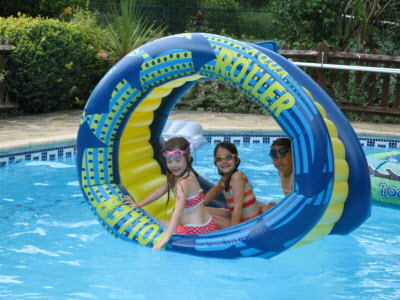 Fun in the pool at the Hunting's.