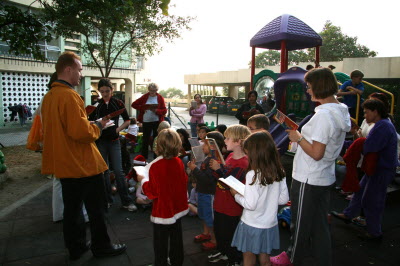 Matt leading Christmas carols at Middleton Towers.