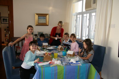 Making ginger bread houses.