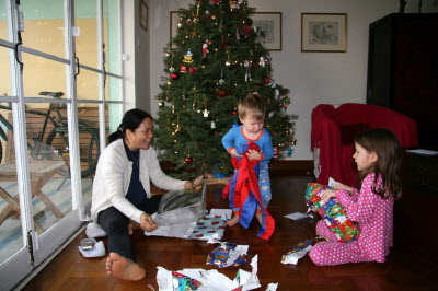 Opening Nanny Jo's Christmas presents.