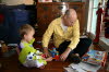 Daddy making trucks.