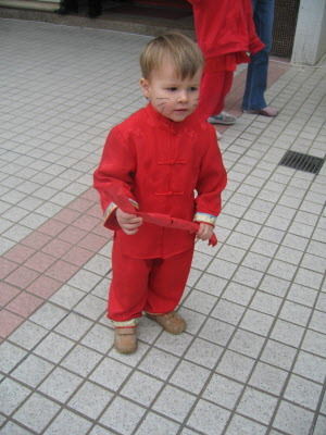 Conrad dressed up for Chinese New Year at school.