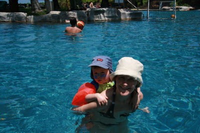 Susan & Conrad in the pool.