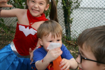 Squirty bottle fun.