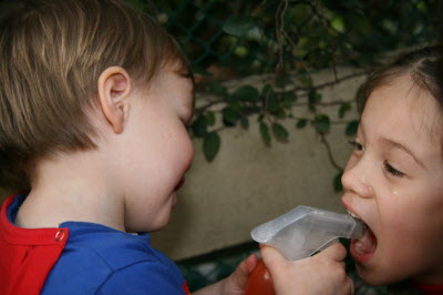 Squirty bottle fun.