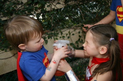 Squirty bottle fun.