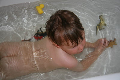 Conrad's bath time.