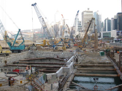 Cranes.