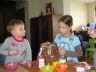 Making our gingerbread house.