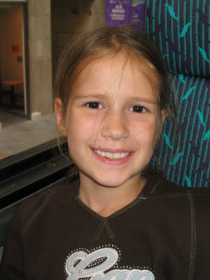 Lottie on a bus with Daddy.