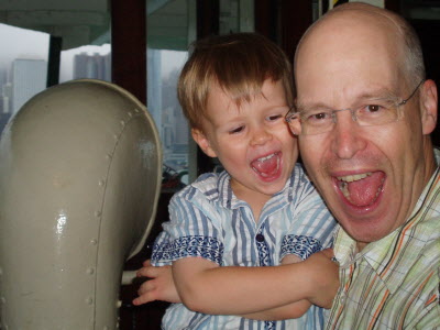 Conrad and Peter on the Star Ferry.