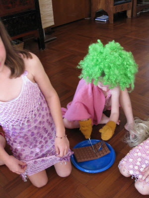 Holly playing the cholocate game