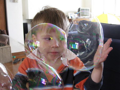 Conrad wilth blow up bubbles...