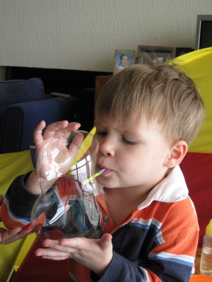 Conrad wilth blow up bubbles...