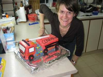 Susan and her fire engine.