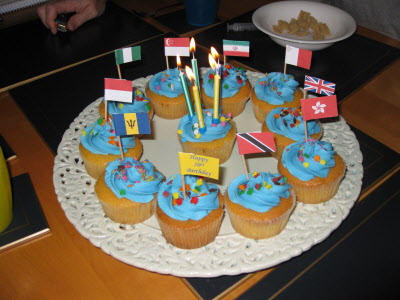 A flag for each country Daddy has lived in.