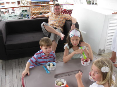 Icecream aboard the Bradbent's boat.
