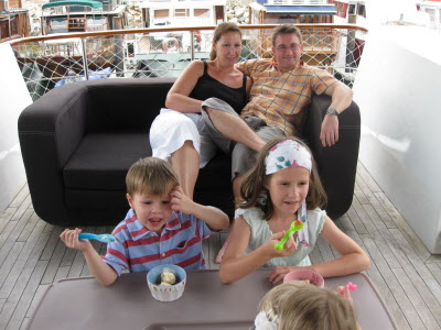Icecream aboard the Bradbent's boat.