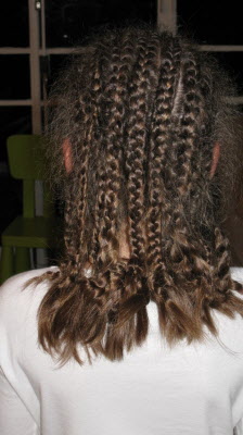 Braided hair.