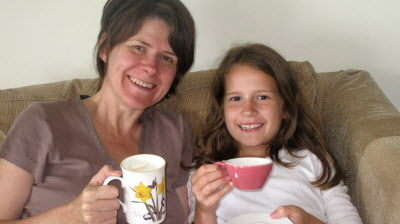 The girls sharing a Latte.